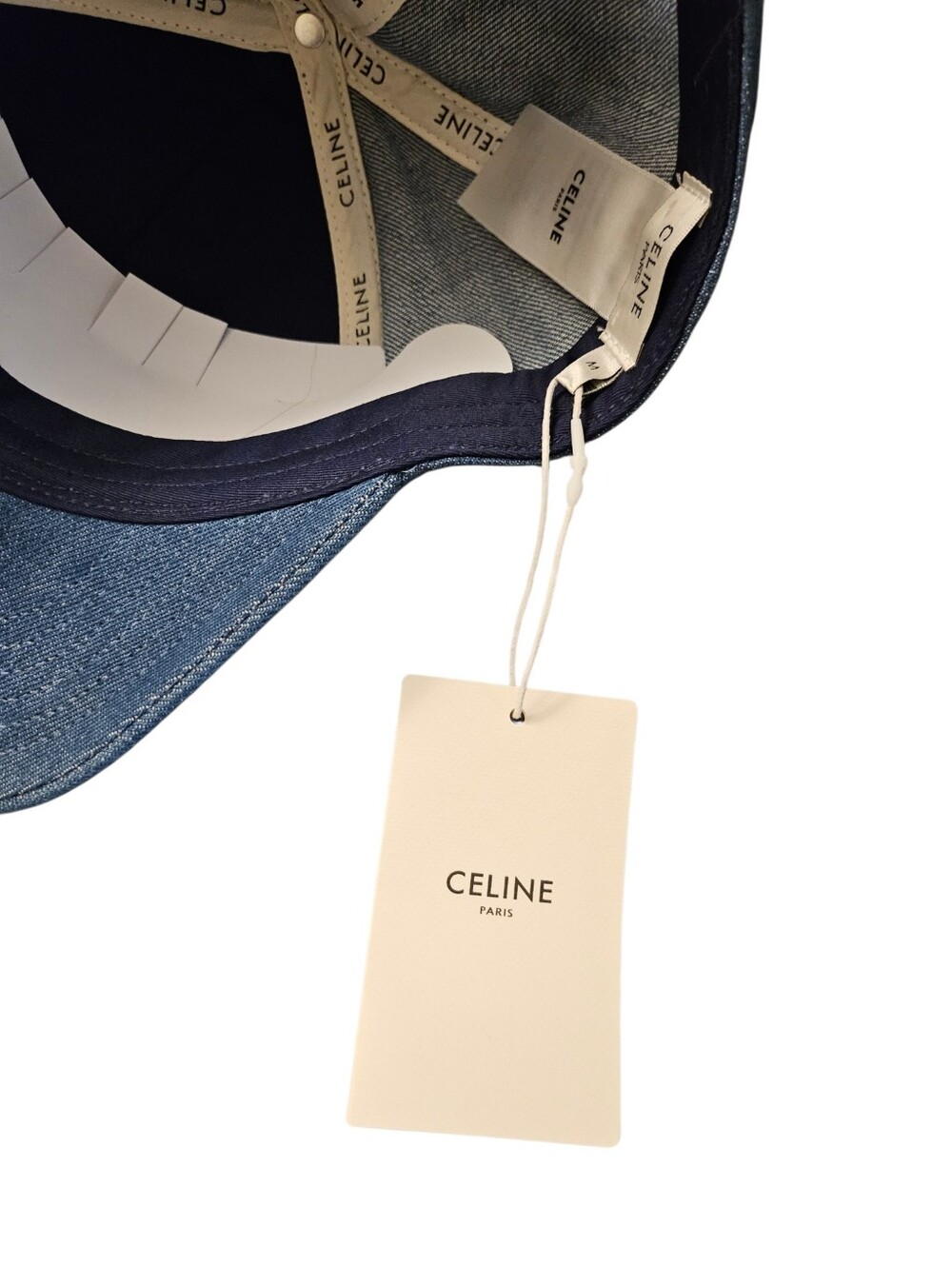 🔥NWT‼️✨ CELINE ✨ Authentic Denim Blue Triomphe Baseball Cap Hat - Unisex - Picture 8 of 12